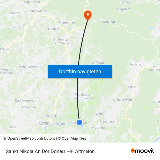 Sankt Nikola An Der Donau to Altmelon map