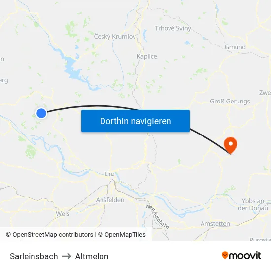 Sarleinsbach to Altmelon map