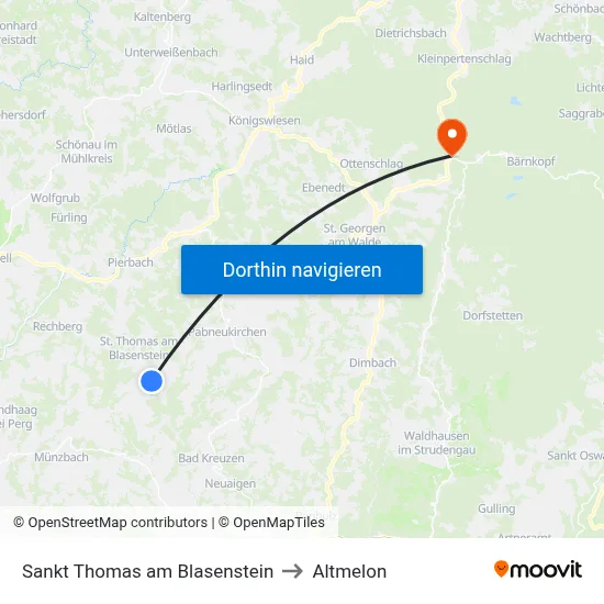 Sankt Thomas am Blasenstein to Altmelon map