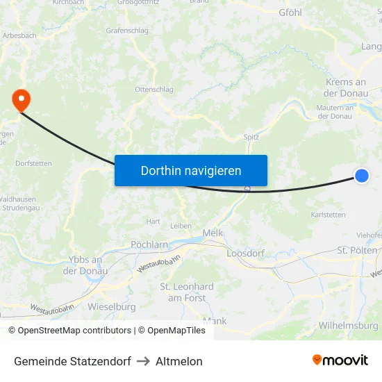 Gemeinde Statzendorf to Altmelon map