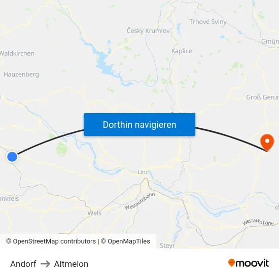 Andorf to Altmelon map