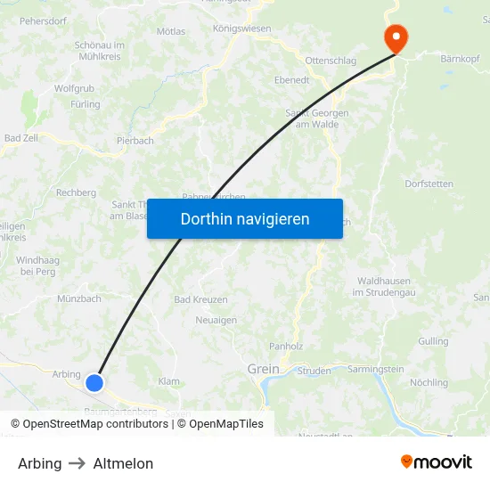 Arbing to Altmelon map
