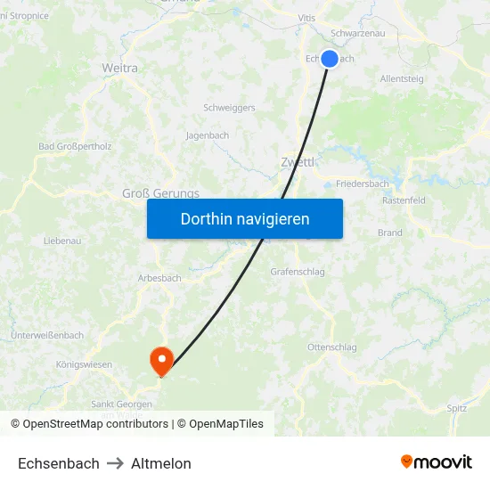 Echsenbach to Altmelon map