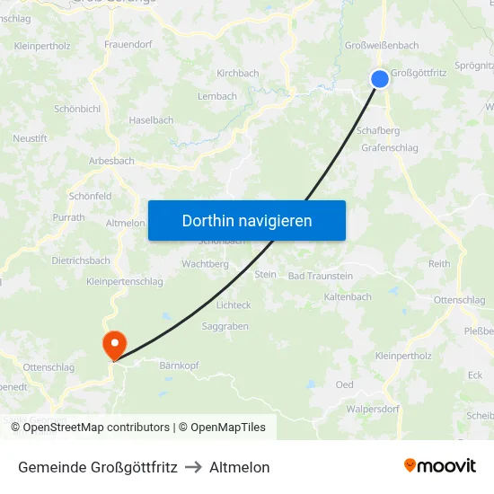 Gemeinde Großgöttfritz to Altmelon map