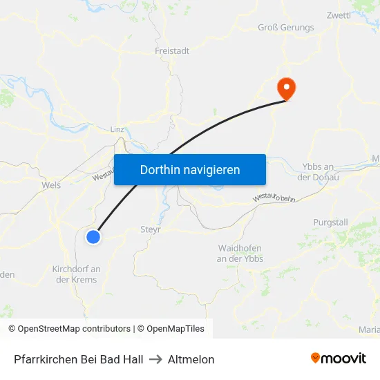 Pfarrkirchen Bei Bad Hall to Altmelon map