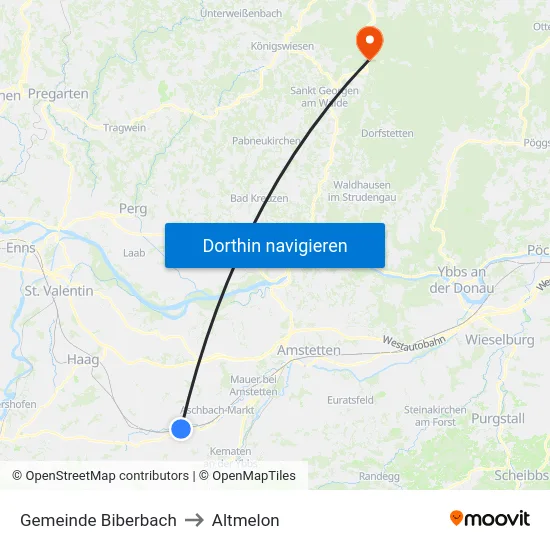 Gemeinde Biberbach to Altmelon map