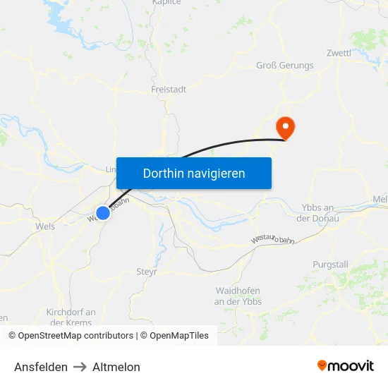 Ansfelden to Altmelon map