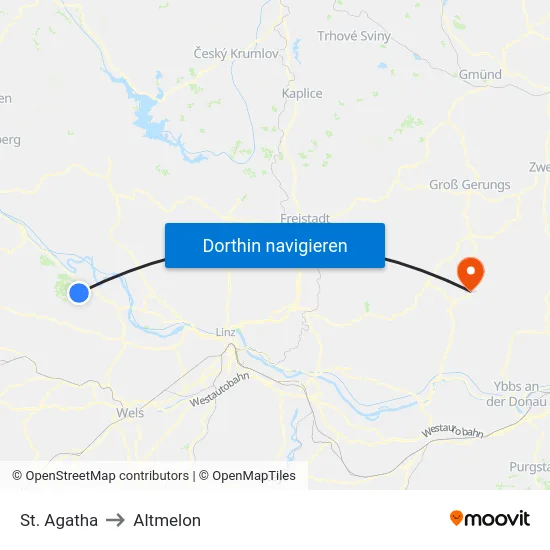 St. Agatha to Altmelon map