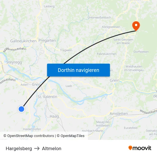 Hargelsberg to Altmelon map