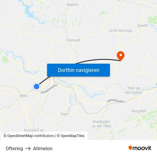 Oftering to Altmelon map