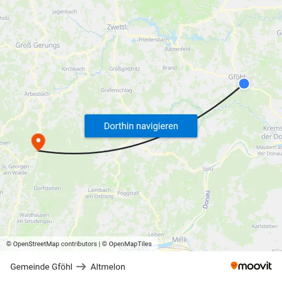 Gemeinde Gföhl to Altmelon map