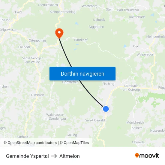 Gemeinde Yspertal to Altmelon map