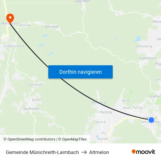 Gemeinde Münichreith-Laimbach to Altmelon map