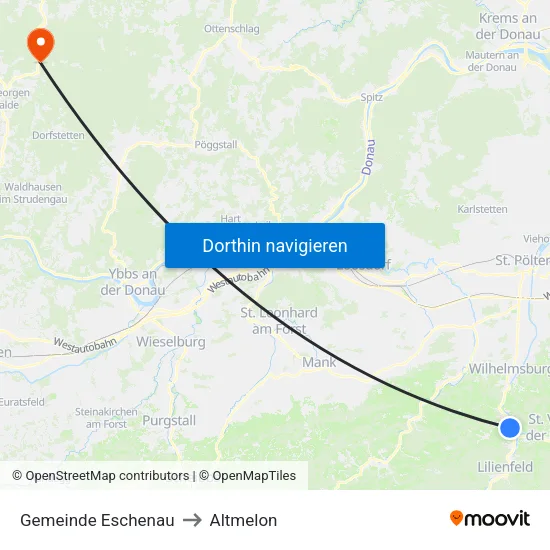 Gemeinde Eschenau to Altmelon map