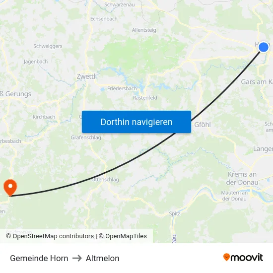 Gemeinde Horn to Altmelon map