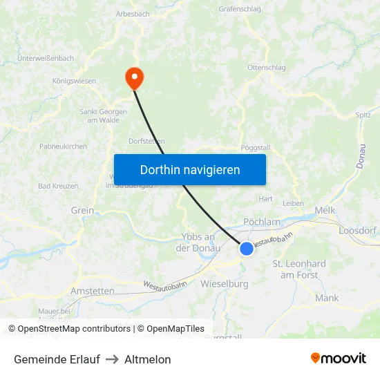 Gemeinde Erlauf to Altmelon map