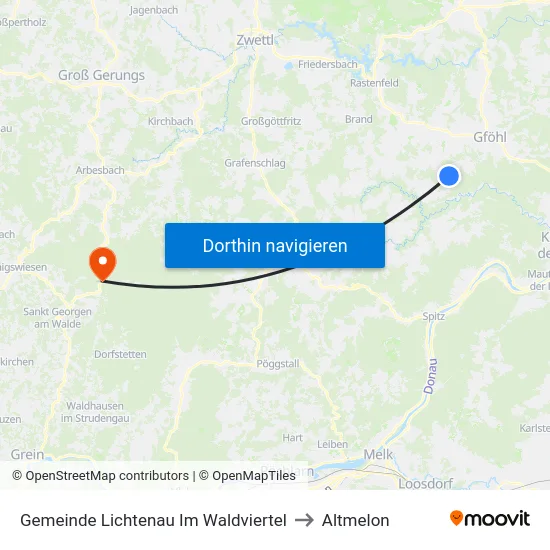 Gemeinde Lichtenau Im Waldviertel to Altmelon map