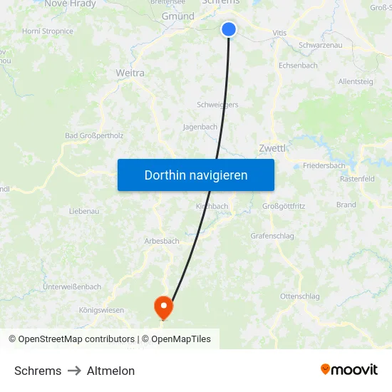Schrems to Altmelon map