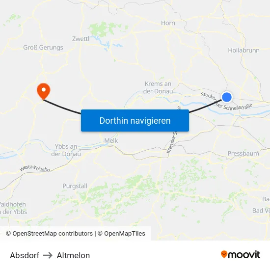 Absdorf to Altmelon map