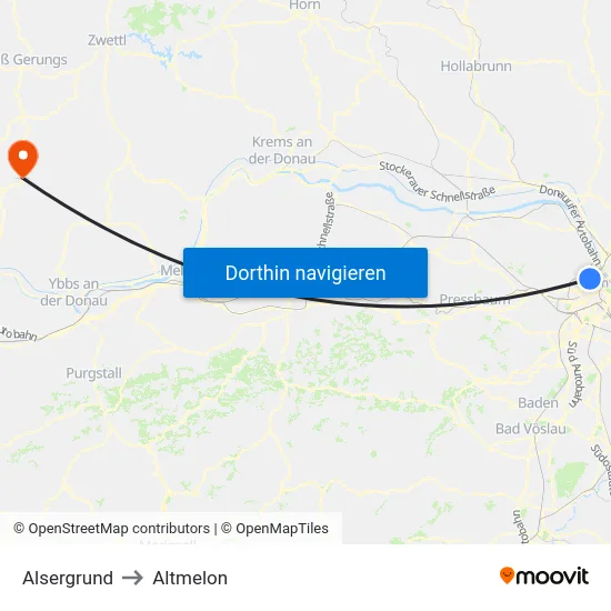 Alsergrund to Altmelon map