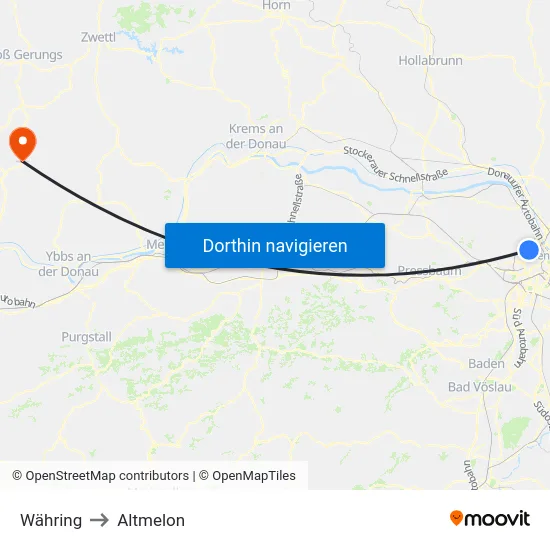 Währing to Altmelon map