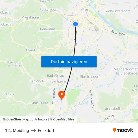 12., Meidling to Felixdorf map