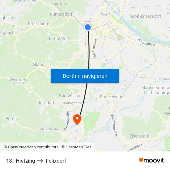 13., Hietzing to Felixdorf map
