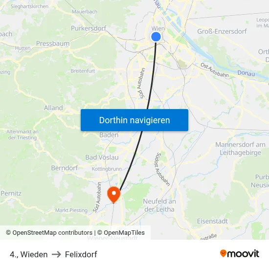 4., Wieden to Felixdorf map