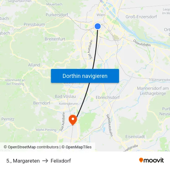 5., Margareten to Felixdorf map