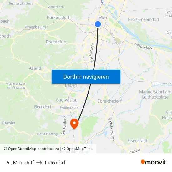 6., Mariahilf to Felixdorf map