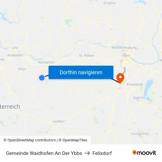 Gemeinde Waidhofen An Der Ybbs to Felixdorf map