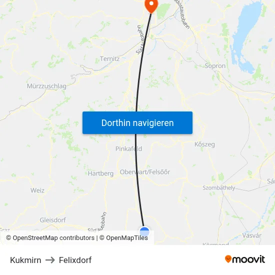 Kukmirn to Felixdorf map