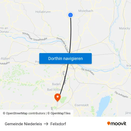Gemeinde Niederleis to Felixdorf map