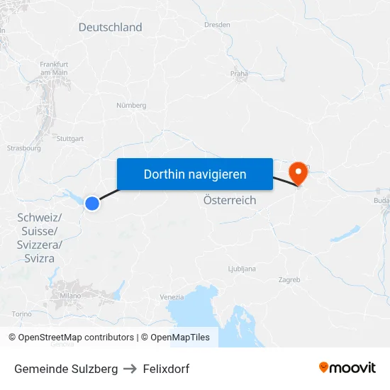 Gemeinde Sulzberg to Felixdorf map