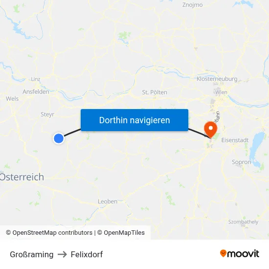 Großraming to Felixdorf map