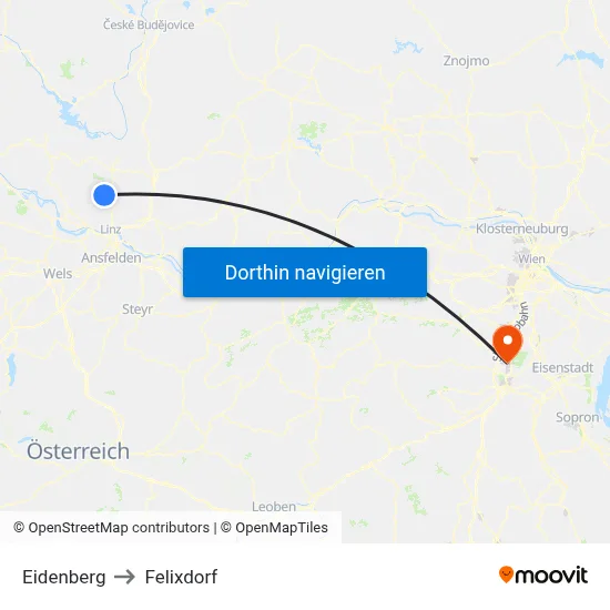 Eidenberg to Felixdorf map