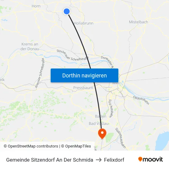 Gemeinde Sitzendorf An Der Schmida to Felixdorf map