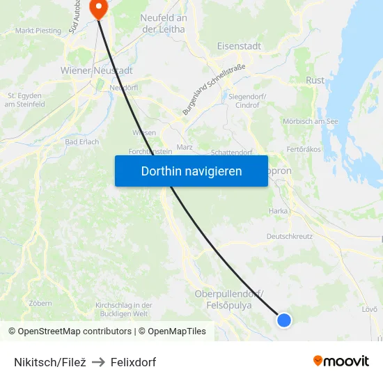Nikitsch/Filež to Felixdorf map