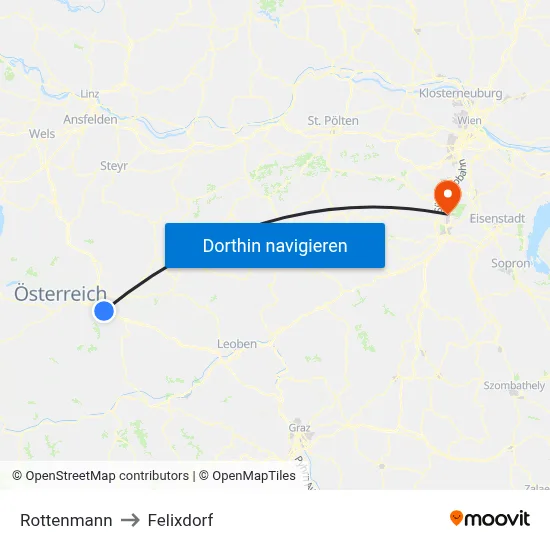 Rottenmann to Felixdorf map