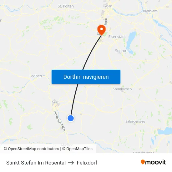 Sankt Stefan Im Rosental to Felixdorf map