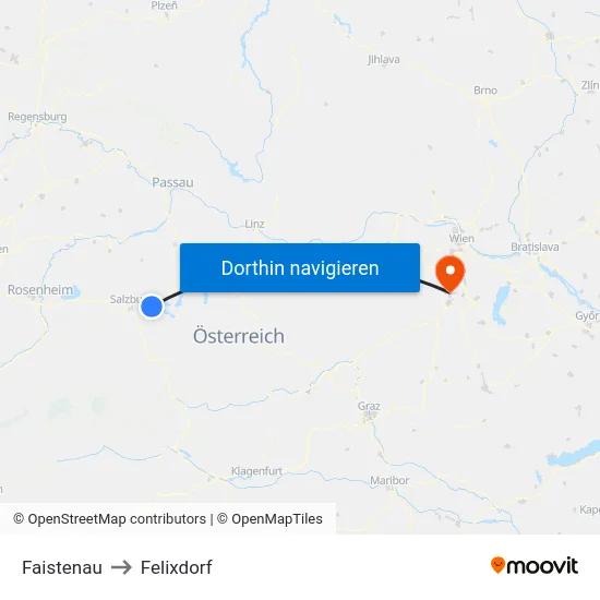 Faistenau to Felixdorf map