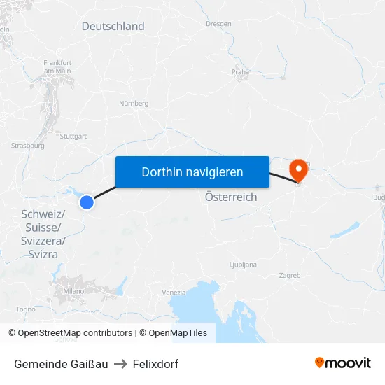 Gemeinde Gaißau to Felixdorf map