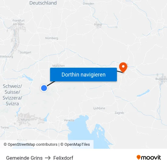 Gemeinde Grins to Felixdorf map