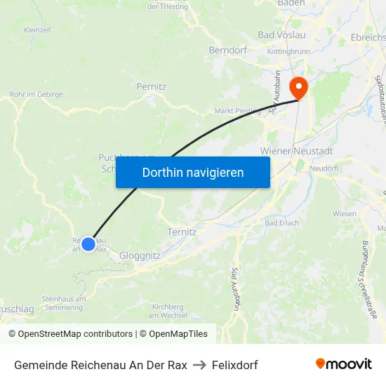 Gemeinde Reichenau An Der Rax to Felixdorf map