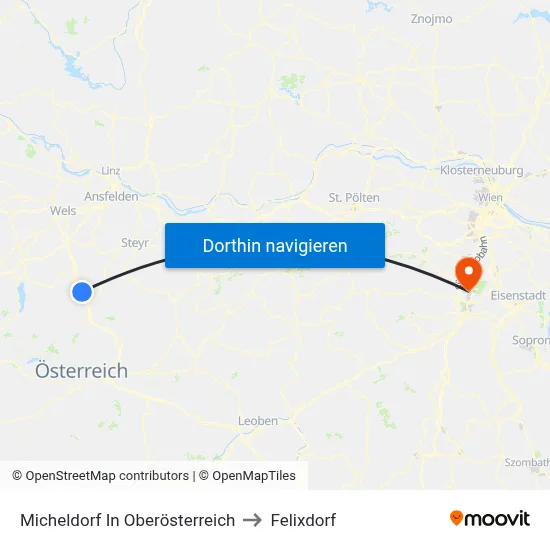 Micheldorf In Oberösterreich to Felixdorf map