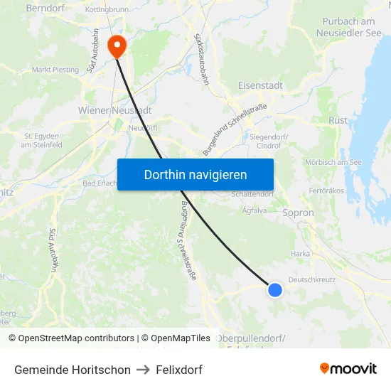 Gemeinde Horitschon to Felixdorf map