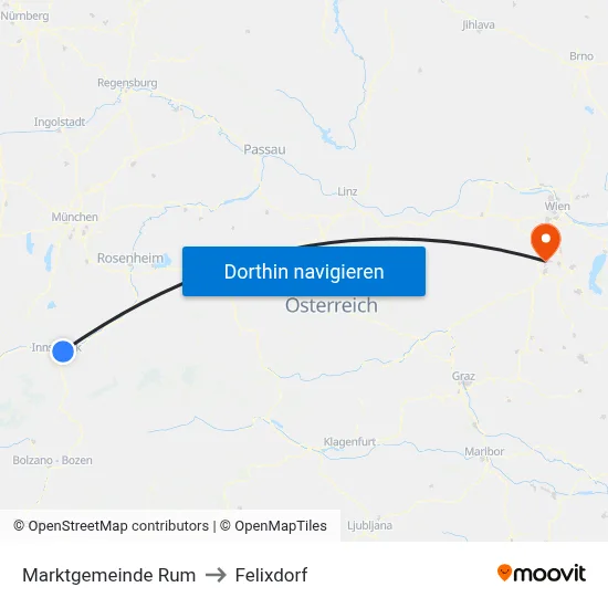 Marktgemeinde Rum to Felixdorf map
