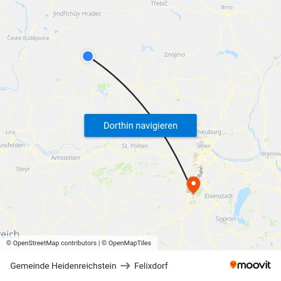 Gemeinde Heidenreichstein to Felixdorf map