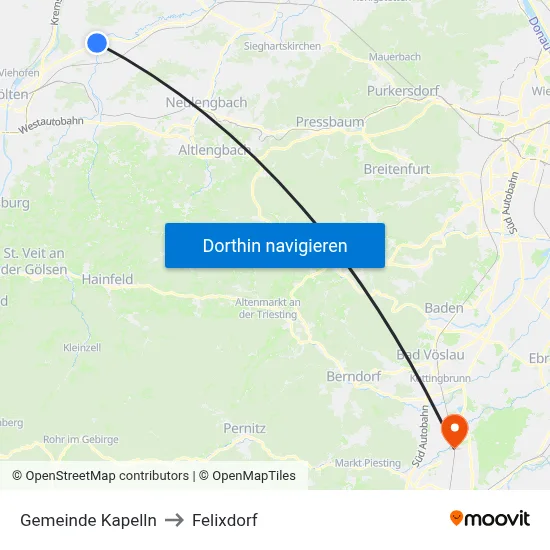 Gemeinde Kapelln to Felixdorf map