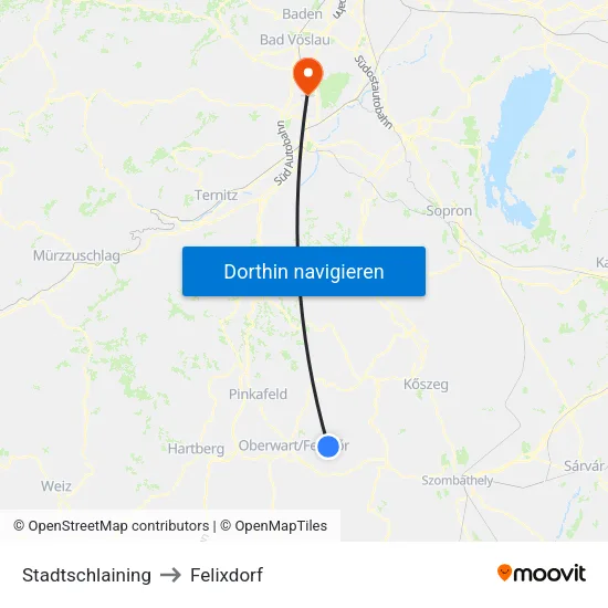 Stadtschlaining to Felixdorf map